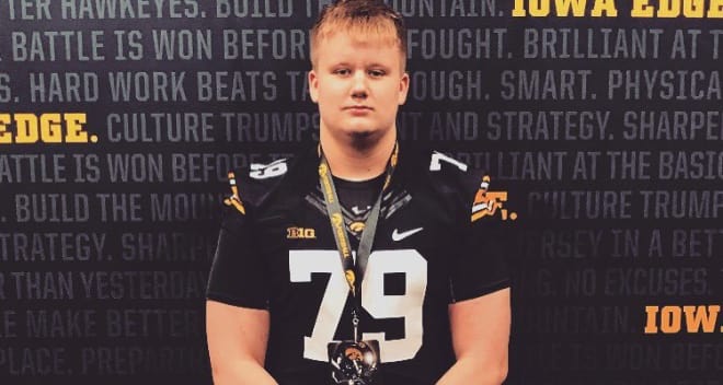 Class of 2021 offensive lineman Luke Pinnick visited Iowa's spring game in April.