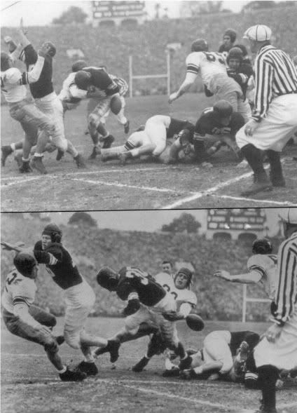 These pictures indicate that NU's Art Murakowski may have fumbled before crossing the goal line.