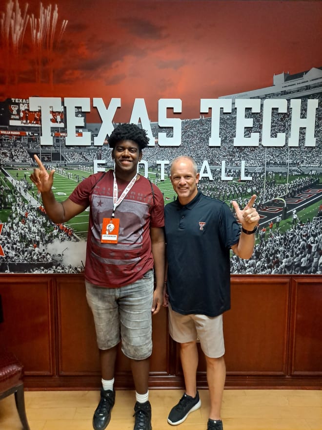 Arlington Lamar 2023 OT Isaiah Robinson visited TTU and received an offer from the Red Raiders