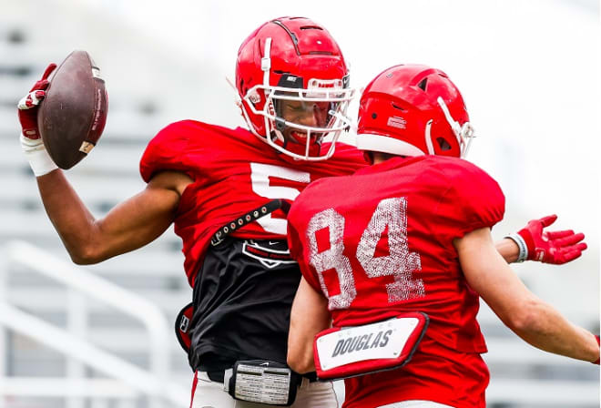 AD Mitchell celebrates a play at Georgia's recent scrimmage.