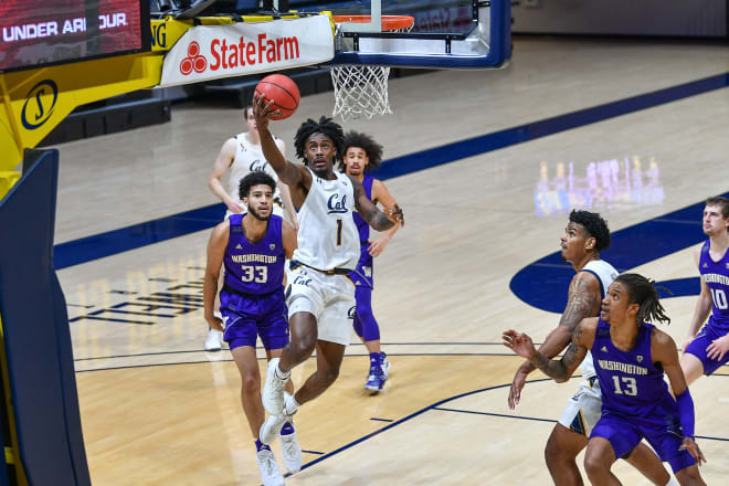 Cal sophomore Joel Brown with a crucial layup in today's win over Washington 