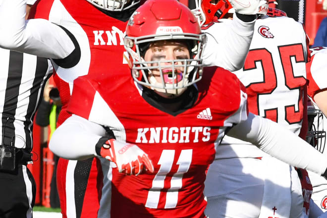Things got pretty exciting right away for Norfolk Catholic's Brandon Kollars (11) and his team in last year's C-2 state final. Can they make it happen again, against Ord?