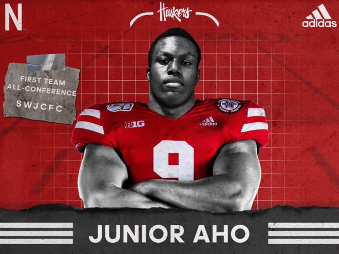 JUCO outside linebacker Junior Aho announced his commitment to Nebraska on Tuesday night.
