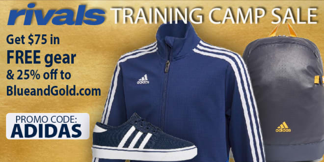 Click the picture to sign up for BlueandGold.com at 25% off PLUS a FREE $75 Adidas gift card. 