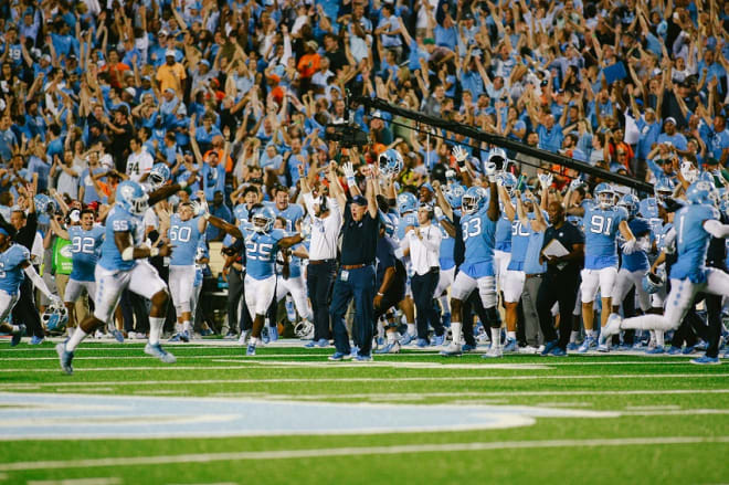 The Tar Heels were jubilant after defeating Miami, thanks to a big fourth-down conversion.