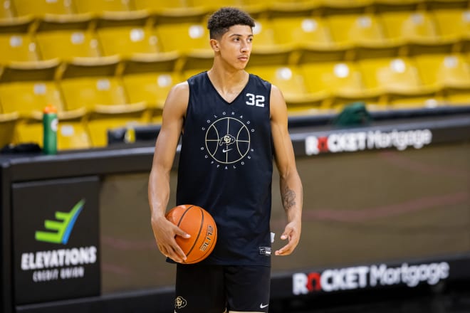 Sophomore guard Nique Clifford during Colorado's Thursday morning practice at the CU Events Center in Boulder.