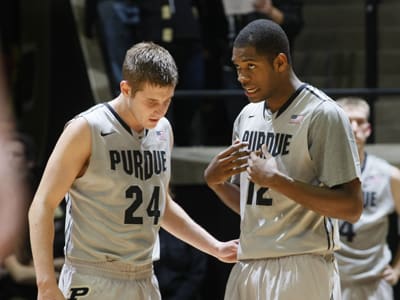 Kelsey Barlow led Men of Mackey, pictured with Barlow during their Purdue playing days,  with 22 points. 