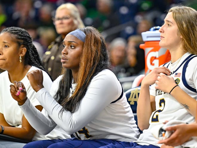 Notre Dame sophomore KK Bransford, left, played a key role coming off the bench in Saturday's 79-68 win over Illinois.
