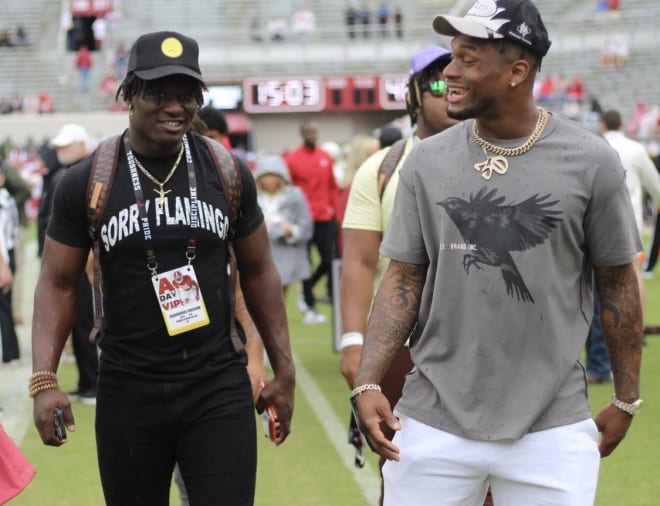 Qua Russaw with Mack Wilson during A-Day.