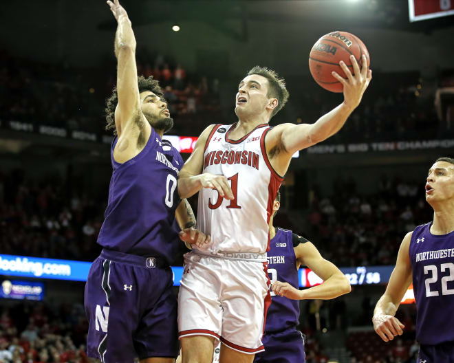 Junior walk-on Michael Ballard scores a layup with four seconds left in Wisconsin's 63-48 victory 