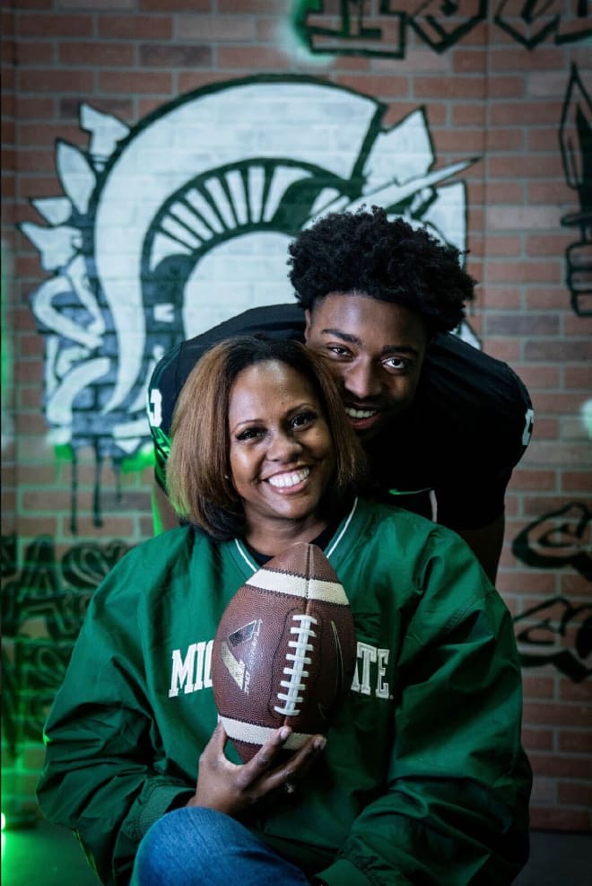  Nikki and Aidan Chiles on Michigan State official visit (Photo courtesy of Nikki Chiles).