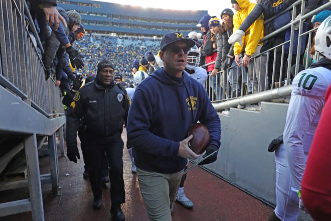 Michigan Wolverines football head coach Jim Harbaugh has won 49 games in six seasons (2020 was a shortened campaign) at U-M.