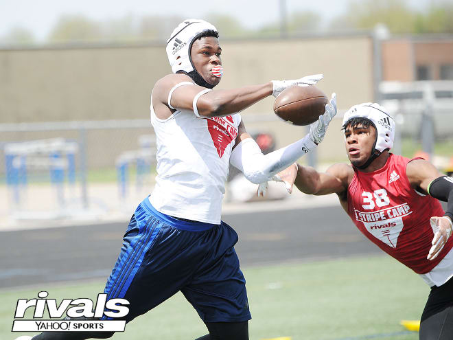 Richardson hauls in a pass at the Rivals 3 Stripe Camp in Columbus 