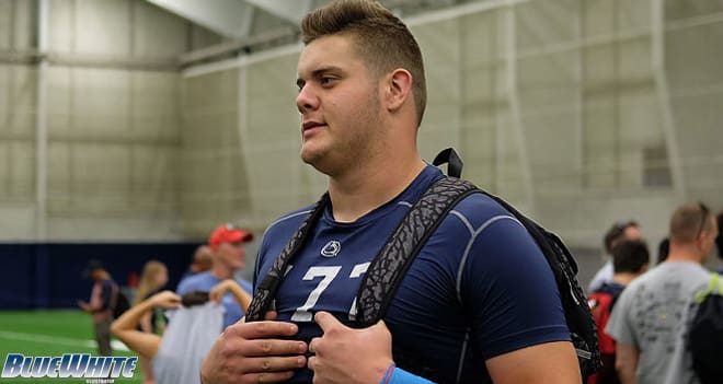 Four-star DT Steven Faucheux following his workout at Penn State last June.