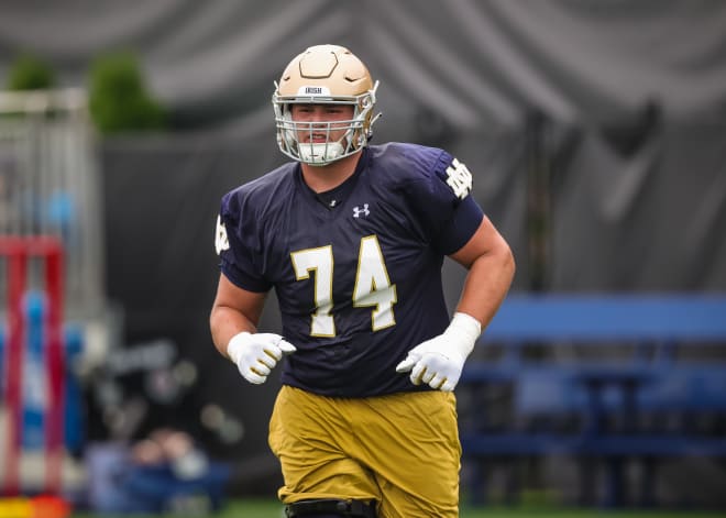 Freshman offensive guard Bill Schrauth had one of Notre Dame's more dramatic physical transformations this summer.