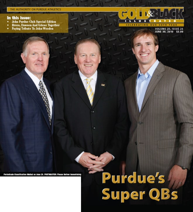 Bob Griese, Len Dawson and Drew Brees appeared together at the National Football Foundation banquet in the summer of 2010. 