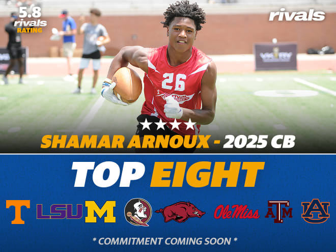 Tennessee is among the top eight schools for 2025 four-star Milton (Ga.) cornerback Shamar Arnoux. 
