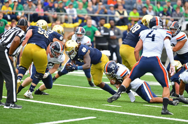 Tony Jones scored three touchdowns in Notre Dame's 35-17 victory versus Virginia.