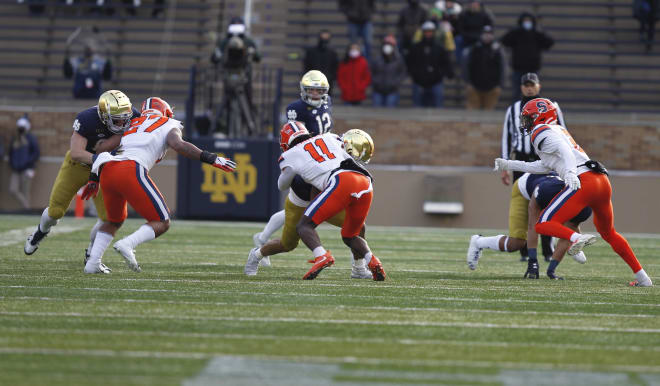 Notre Dame Fighting Irish versus Syracuse Orange on Dec. 5, 2020 in South Bend