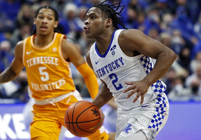 Kentucky point guard Sahvir Wheeler drove past Tennessee's Zakai Zeigler during the Wildcats' 107-79 win over the Volunteers on Saturday at Rupp Arena.