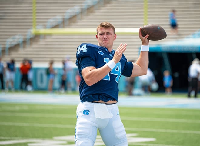 Max Johnson started 22 games in the SEC and is competing for UNC's starting QB job.