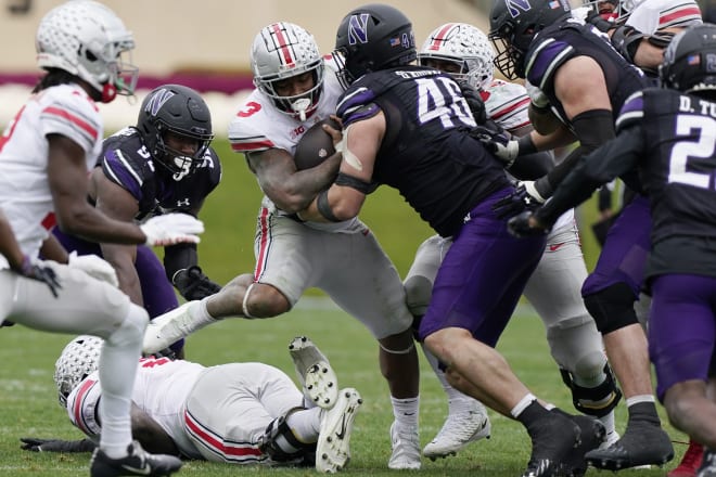 Northwestern's defense held Ohio State to less than half of its season scoring average.