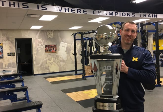 Jon Sanderson's book "Basketball Strength and Conditioning: Above the Rim with Camp Sanderson" was a labor of love for U-M''s strength coach.