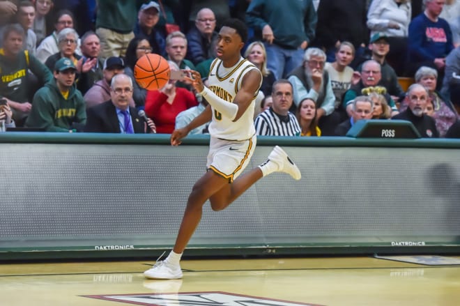 Vermont's Ileri Ayo-Faleye runs out the clock during Saturday's win over UMass Lowell. 