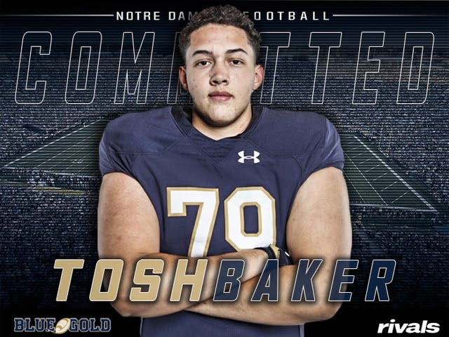 Four-star offensive lineman Tosh Baker committed to Notre Dame. 