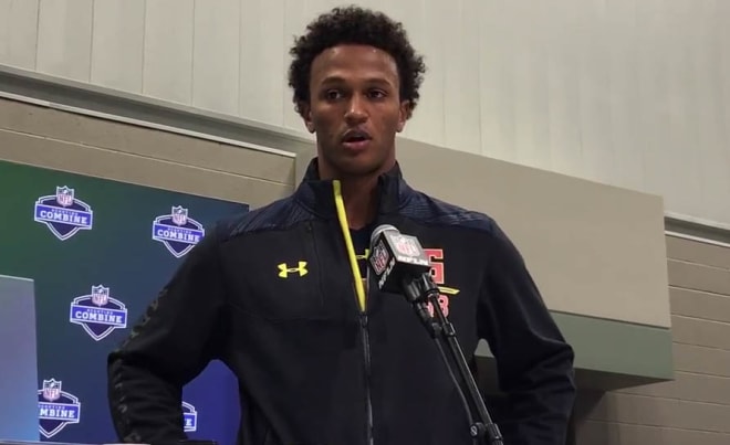 DeShone Kizer answers questions from reporters Friday at the NFL Combine in Indianapolis.