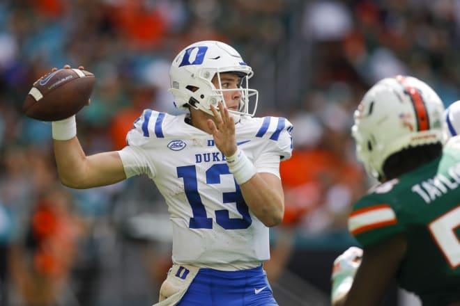 Duke quarterback Riley Leonard is returning with most of the offense around him. 