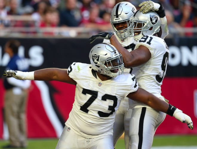 The Raiders and rookie Mo Hurst (No. 73) won just their second game of the year when they defeated Arizona on Sunday.