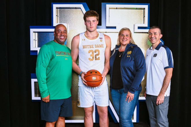 Notre Dame men's basketball had several visitors on campus last Saturday, including Christian Gurdak. The 2025 center plans to take an official visit to Notre Dame next year.