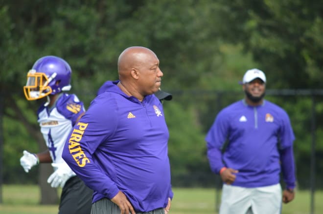 New ECU defensive coordinator Robert Prunty faces his first conference test this Sunday at UConn.