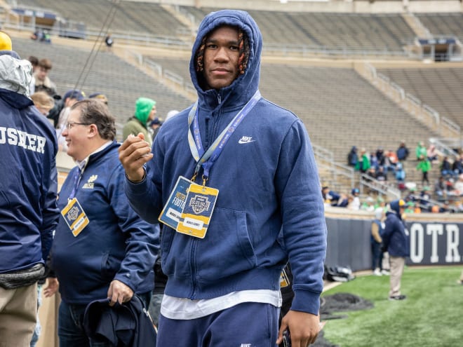 Dabney, pictured above, said one of the highlights of his trip to Notre Dame was a film session with linebackers coach Max Bullough. Dabney has been on ND's radar dating back to last summer when he camped in South Bend.