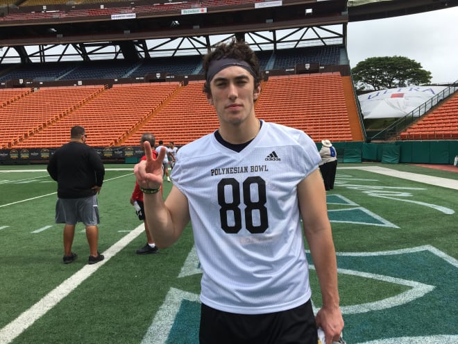 2020 tight end Jack Yary after the first practice of the week at the Polynesian Bowl in Honolulu, Hawaii.