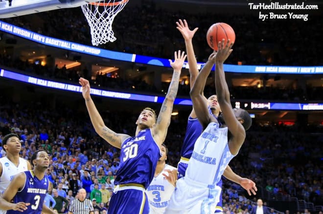 In a time of need, Theo Pinson came off the bench to spark the Tar Heels to the East Region title Sunday night.