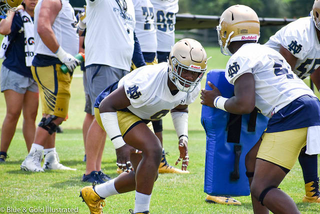 Drop end Daelin Hayes (9) and the Irish opened practice on Monday