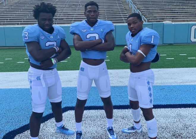 Big-time 2021 DE Naquan Brown (middle) was at UNC for the first time for the cookout & says the visit went very well.