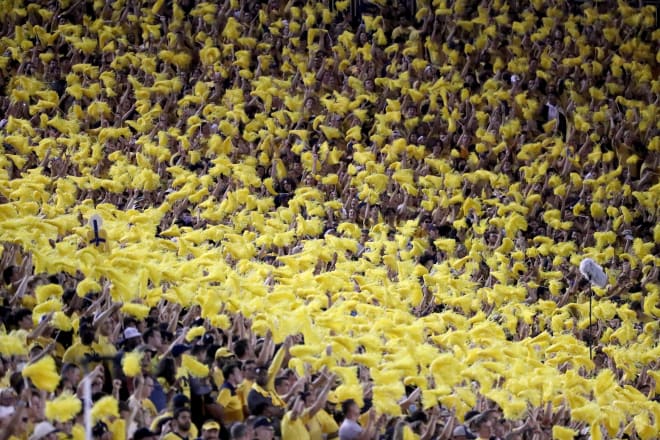 The Michigan Wolverines football Maize Out crowd