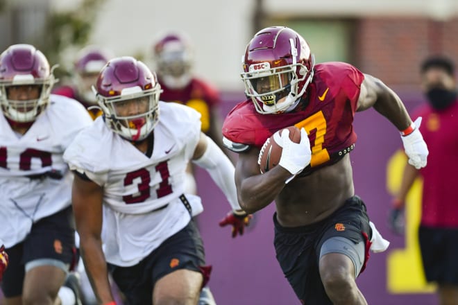 Senior running back Stephen Carr has stood out within a crowded backfield so far in camp.