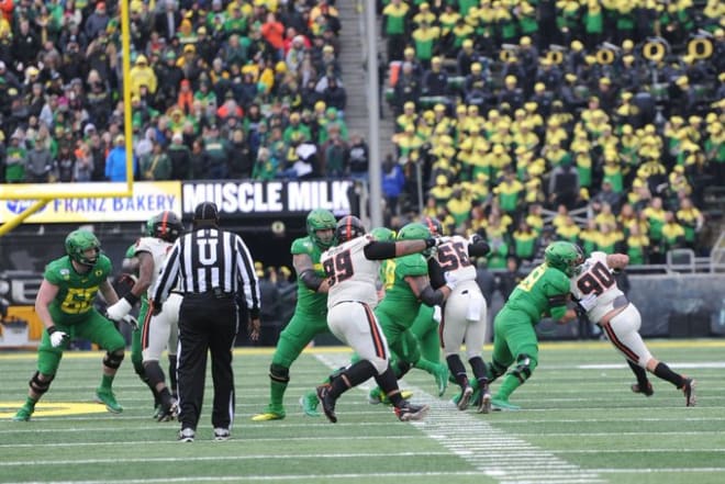 Big holes and clean pockets: Oregon graduated six offensive linemen in 2019, four of whom were four-year starters.  The 2020 cupboard is not bare, but the shelves will need some rearranging.