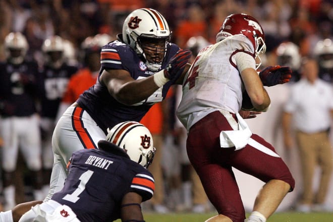 Truesdell closes in on a tackle against Arkansas.