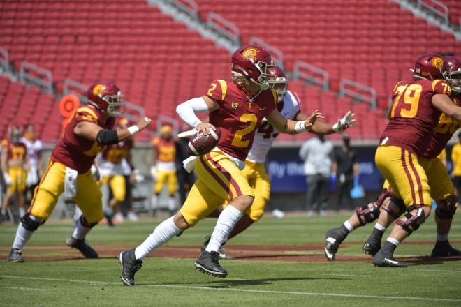 Freshman quarterback Jaxson Dart opened some eyes during USC's spring showcase Saturday.