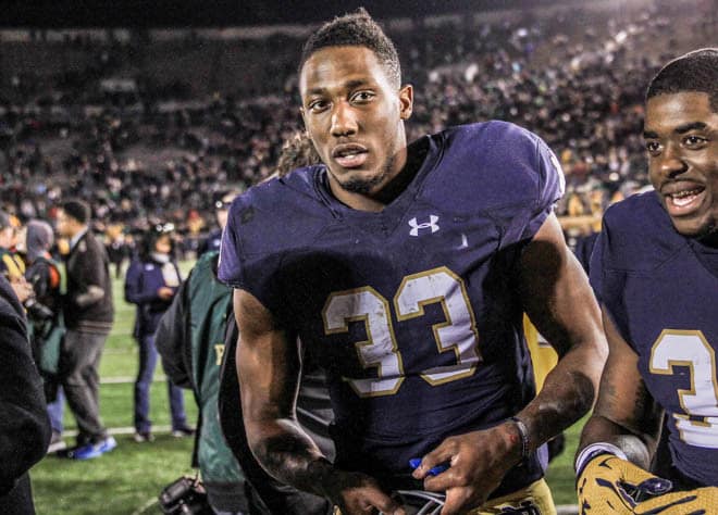 Josh Adams set a Notre Dame single game freshman rushing record with 168 yards versus Stanford last year.