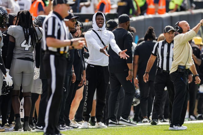 Travis Hunter on the sideline on Sept. 30.