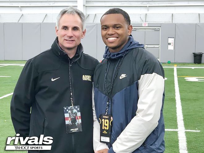 Army safety coach John Loose with WR commit D'Andre Tobias