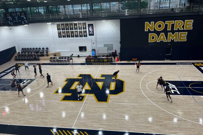 Notre Dame men's basketball officially started practice on Monday. Inside ND Sports observed the first 15 minutes of Tuesday's practice and spoke to head coach Micah Shrewsberry and select players beforehand.