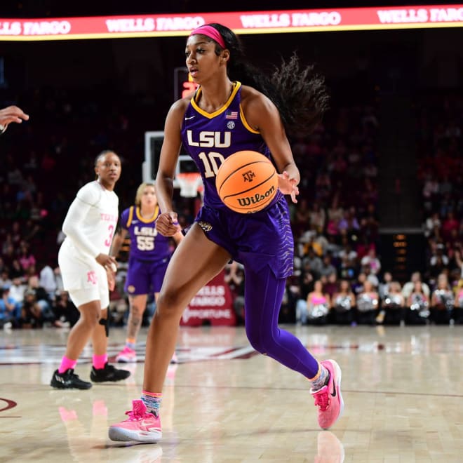 In LSU's two wins this season over Texas A&M including Sunday's 72-66 road victory at A&M, LSU forward Angel Reese has averaged 26 points and 25 rebounds.