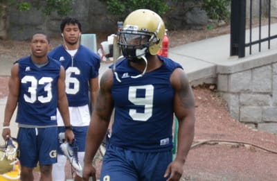 Alexander is all business when he arrives on the practice fields at Georgia Tech